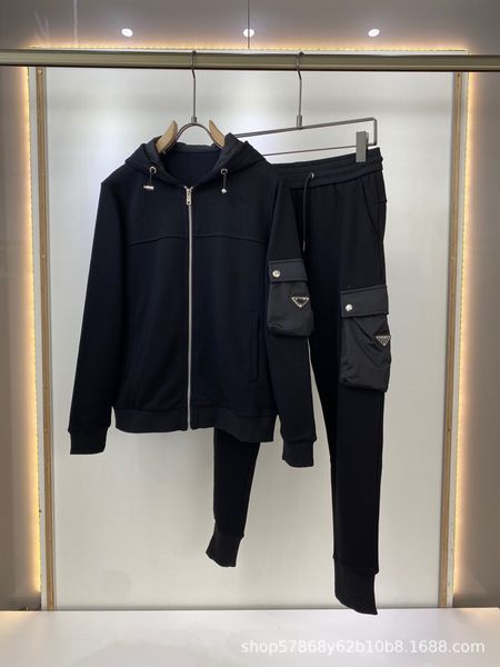 

women's sweater suit new casual sports suit metal fashion triangle long-sleeved hoodie + trousers, White