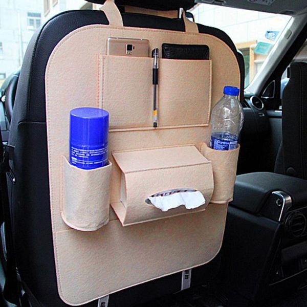 

car organizer auto solid color seat back tidy vehicle multi-pocket travel storage bag holder space saving stowing tidying