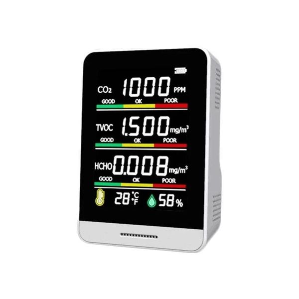 

smart home control multifunctional 5 in1 co2 meter digital temperature humidity sensor tester air quality monitor carbon dioxide tvoc hcho d