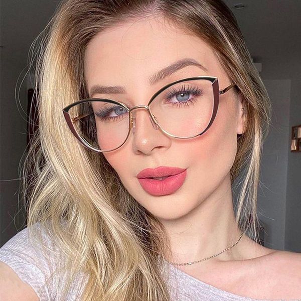 

fashion sunglasses frames anti blue light glasses women 2021 trends office computer gaming cat eye plain clear luxury designer optical eyegl, Black