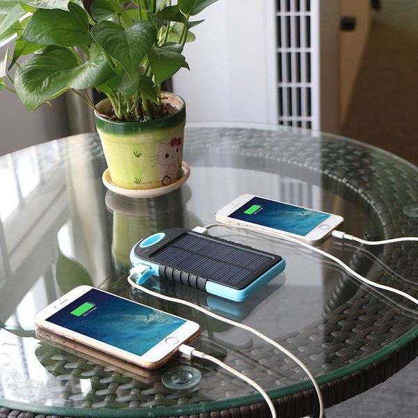 5000mAh banco de energia solar impermeável à prova de choque portátil energia solar bateria externa para todos os smartphone