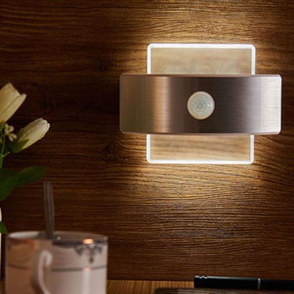 

motion sensor led cabinet light usb rechargeable pir auto on off wall lamp bedroom stairs square/round night