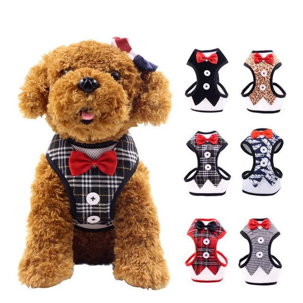 

dog collars & leashes fashion nylon harnesses comfortable breathable bow tie pet puppy accessories with traction rope 6 colors