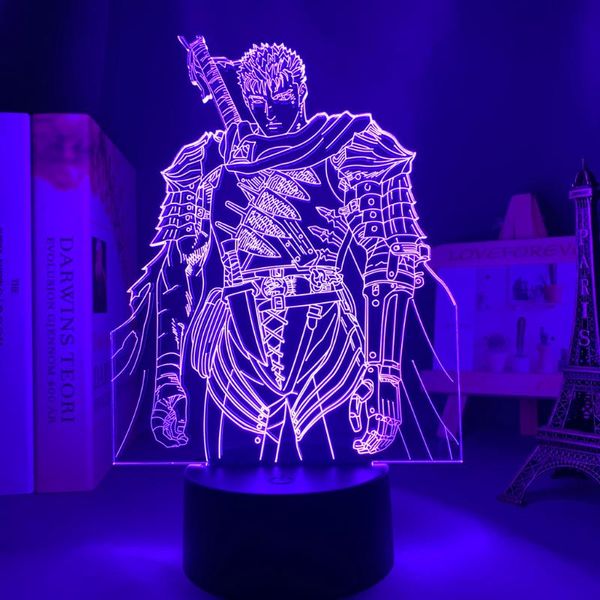 

night lights anime led light berserk guts figure for bedroom decorative birthday gift kids room 3d table lamp manga