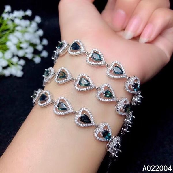 

other bracelets kjjeaxcmy fine jewelry 925 sterling silver inlaid gemstone sapphire women hand bracelet noble support detection, Golden;silver