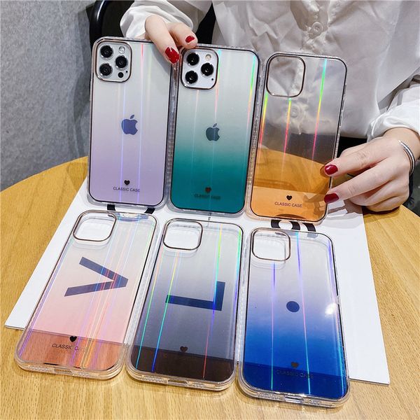 

aurora gradient for apple 12 mobile phone case imd transparent iphone11pro max plated edge xs / 8plus