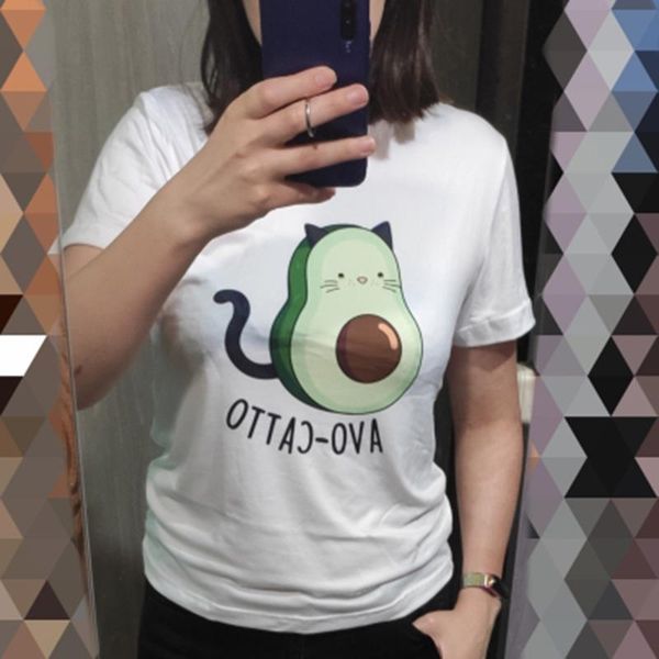 

women t-shirts avocado vegan 2021 polyester funny summer cute tees female short sleeve white ulzzang harajuku cartoon casual women's t-