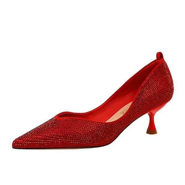

dress shoes 1061-1 fashion show banquet high-heeled shallow mouth shine rhinestone wild women's zapatos de mujer, Black