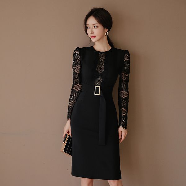 

dresses autumn spring women high elegant office lady business es female knee-length qwde trn5, Black;gray