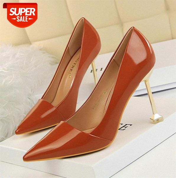 

1716-5 european and american style fashion simple professional ol high-heeled shoes women's stiletto patent leather thin single #bd0s