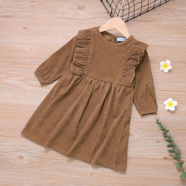 

girl's dresses girl kids spring autumn 2021 fashion baby long sleeve casual dress children solid color costumes 2-7t, Red;yellow