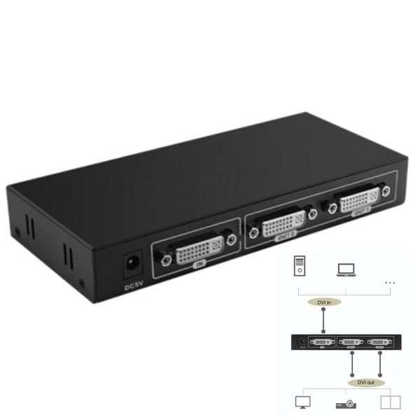 

splitter switcher 1x2 cable 1 in 2 out for pc lapprojector with power adapter up to 4kx2k/30hz video cables & connectors