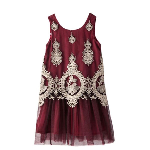 

girl's dresses girls princess dress summer 2021 brand baby girl lace children fashion clothes kids party for 4-10 years, Red;yellow