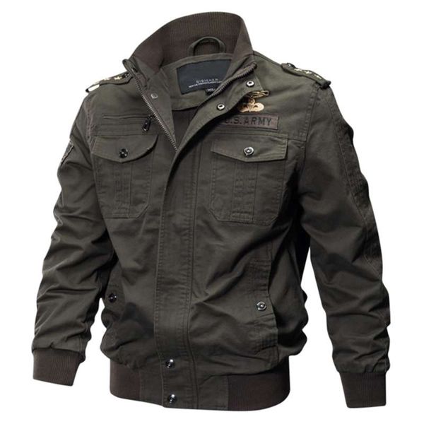 

plus size military bomber jacket men spring autumn casual multi-pocket pilot jackets male army cargo flight mens m-6xl 210928, Black;brown