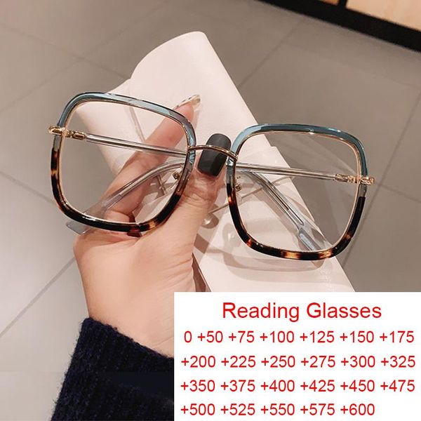 

sunglasses elegant clear green leopard blue filter eyeglasses frame women overszied square reading glasses presbyopic events plus +1 +2 +6, White;black
