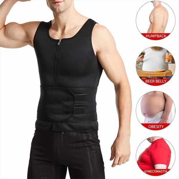 

sauna vest comfortable with waist trimmer black adjustable body shaper tank for men sports sweat absorbing, White;black