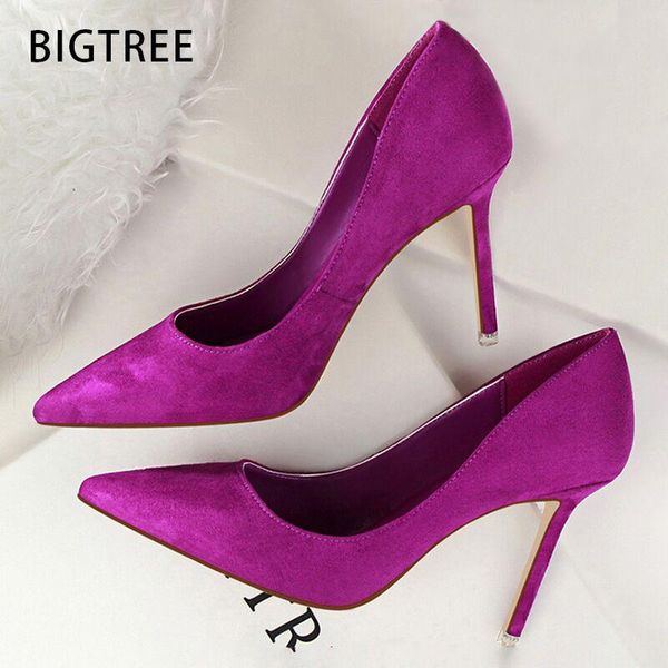 

shoes high heels suede women pumps office female stiletto wedding plus dress, Black