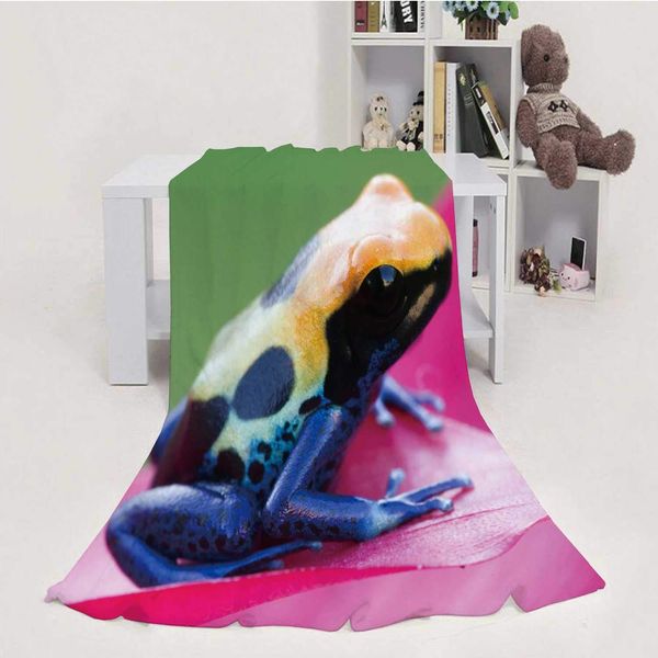 

poison dart frog arrow amphibian,throw blanket soft fuzzy microfiber sofa couch blanket frog