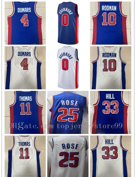 

2021 men basketball jerseys player derrick 25 rose andre 0 drummond blake 23 griffin retro grant 33 hill blue dennis 10 rodman isiah 11 thom, Black;red