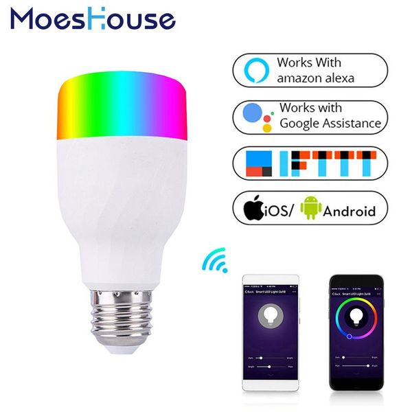 

smart home control wifi light bulb intelligent colorful led lamp 7w rgbw app remote works with alexa google for e27 e26