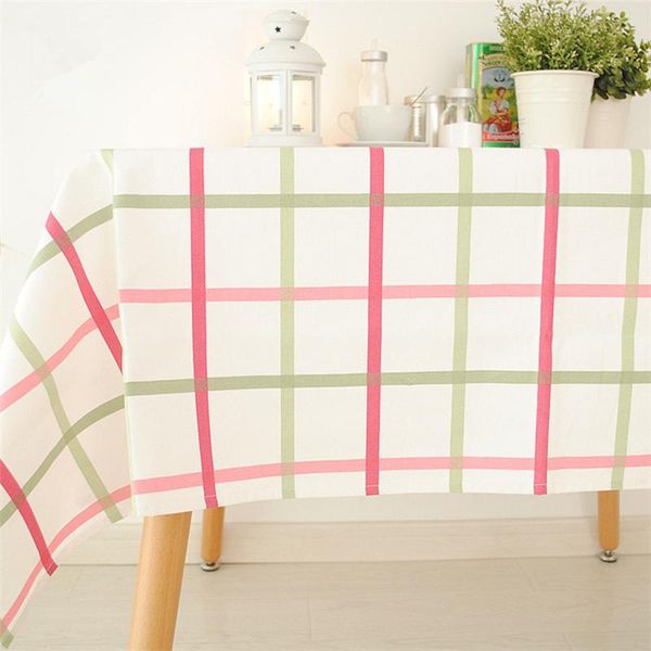 

home decoration modern table cloths green pink plaid / cover accept customized cotton canvas 140*210cm cloth