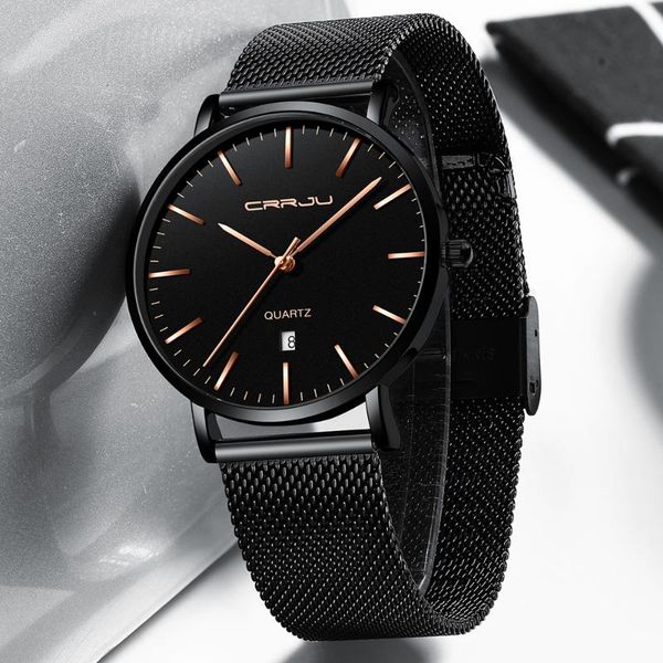

wristwatches men watch calendar stainless steel quartz fashion business full black waterproof watches relogio masculino, Slivery;brown