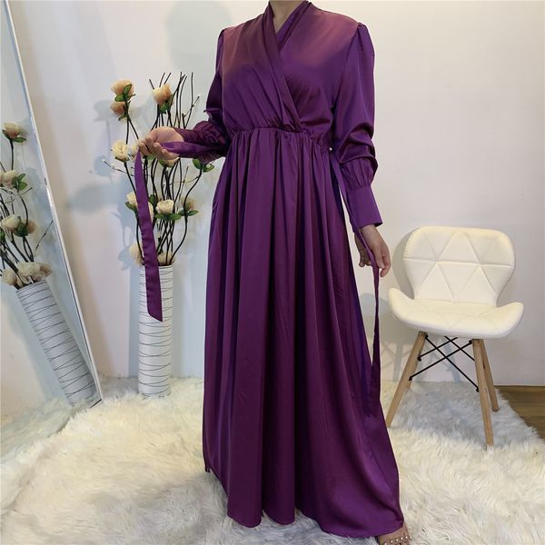 

ramadan muslim abaya dress women satin robe hijab dresses jilbab turkey islamic vestido kimono moroccan kaftan arabic elbise, Red