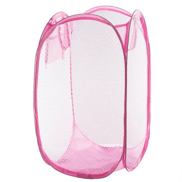 

laundry bags foldable easy open mesh clothes hamper basket for college dorm (purple)
