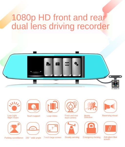 

inch touch dual recording hd 1080p rearview mirror driving recorder with starlight night vision 2.5d car dvr dvrs