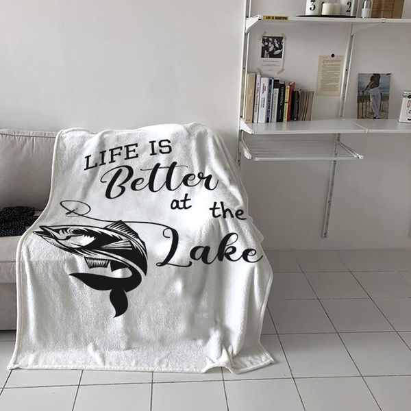 

blankets seaside fishing hook throw blanket picnic travel portable soft bedspread microfiber flannel for beds