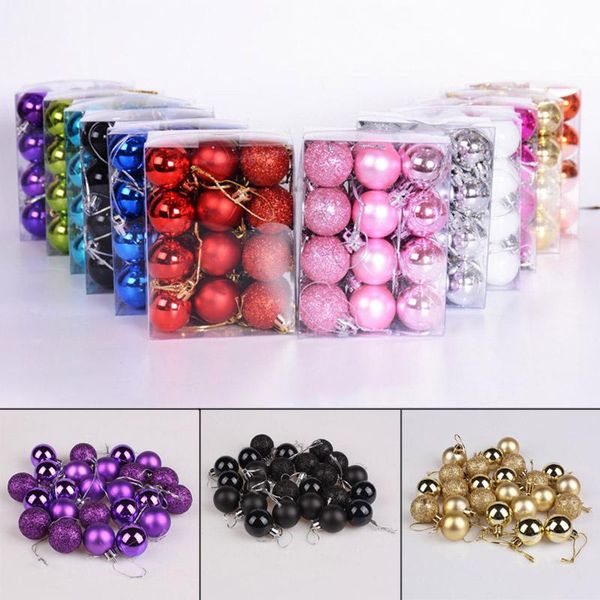 

party decoration high 24pcs 30mm mini christmas balls baubles plastic tree hanging decorations for lg66