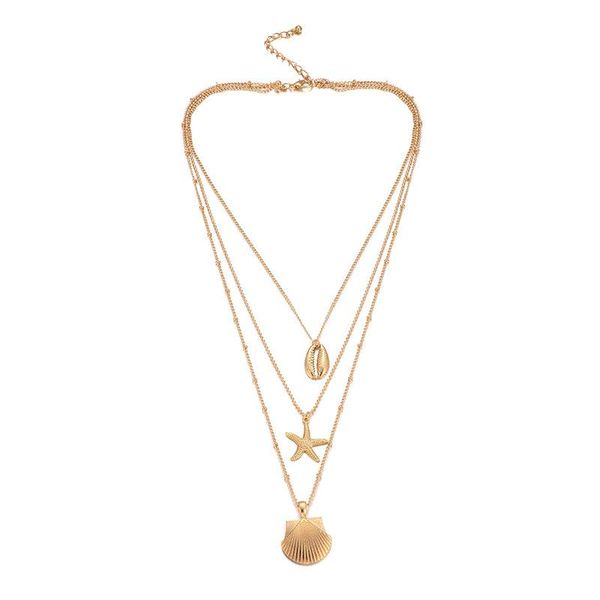 

pendant necklaces fashion fashionable beach style alloy shell starfish scallop multi-layer female necklace jewelry women, Silver