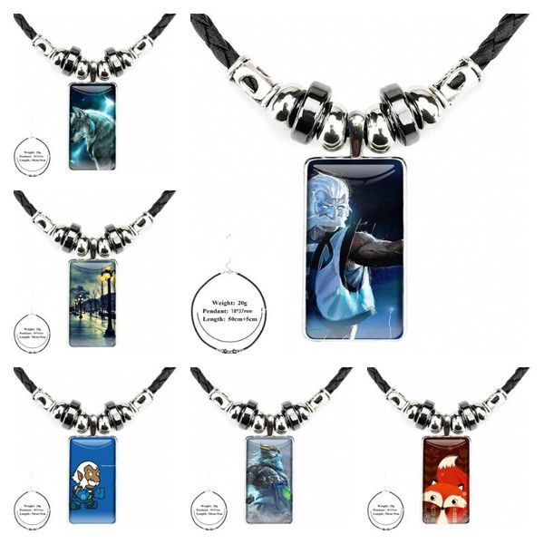 

pendant necklaces game dota 2 zeus for lovers friendship cusize necklace fashion long chain with rectangle black hematite jewelry, Silver