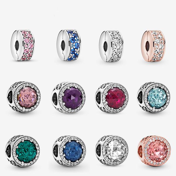 Perline in argento 925 da donna adatte al braccialetto Pandora originale a forma di cuore vuoto con ciondolo blu con diamanti CZ regalo da donna con scatola