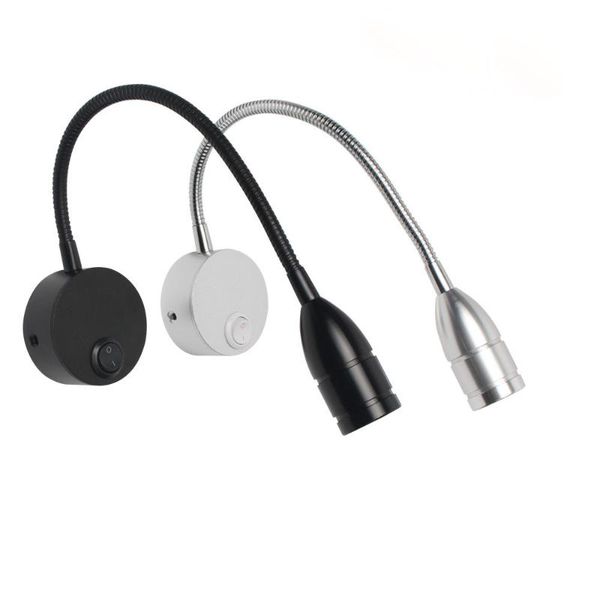 

wall lamp 3w/1w black/silver/flexible hose led modern flexible arm bedside mirror bathroom