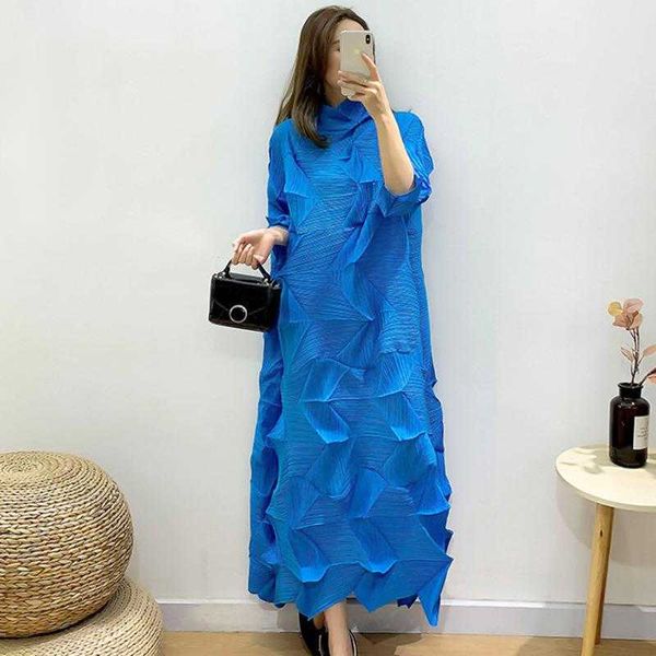 

casual dresses sondr 2021 spring summer dress for women loose plus size fold turtleneck a-line vintage long lady elegant clothes, Black;gray