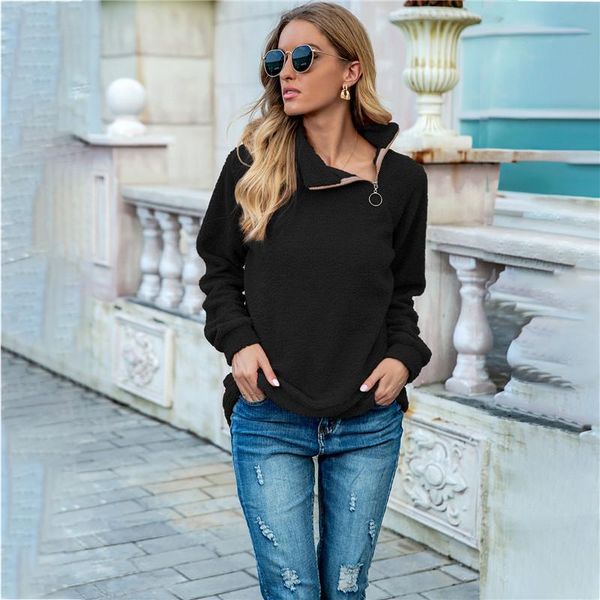 

women's hoodies & sweatshirts 2021 woman hoodie est zipper loose autumn winter casual, Black