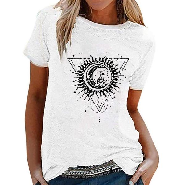 

women's t-shirt short-sleeved women loose summer t-shirts casual short sleeve print tee shirt femme plus size lady, White