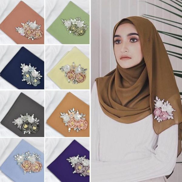 

scarves fashion women chiffon long scarf flower maxi muslim hijab head wrap headscarf islamic stoles shawl arab 37 colors, Blue;gray