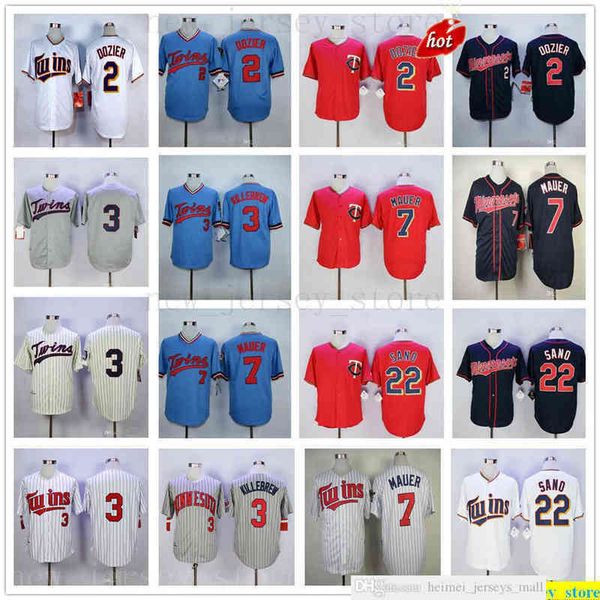 

2022th Mens Women Youth Kids Baseball Jerseys 2 Brian Dozier 3 Harmon Killebrew 7 Joe Mauer Stitched Jersey blue red white gray, As picture