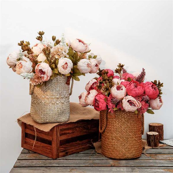 

decorative flowers & wreaths 13 branch/bouquet peony artificial fake silk rose flower bouquet diy home room table decoration