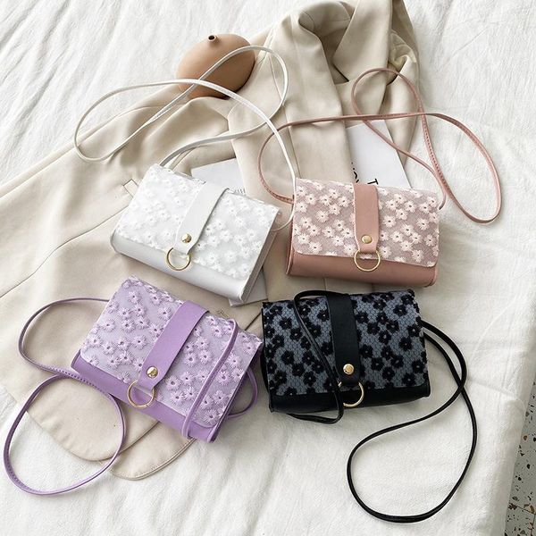 

evening bags girls women bag daisy flower pattern crossbody chain mini pu leather handbags fashion flap
