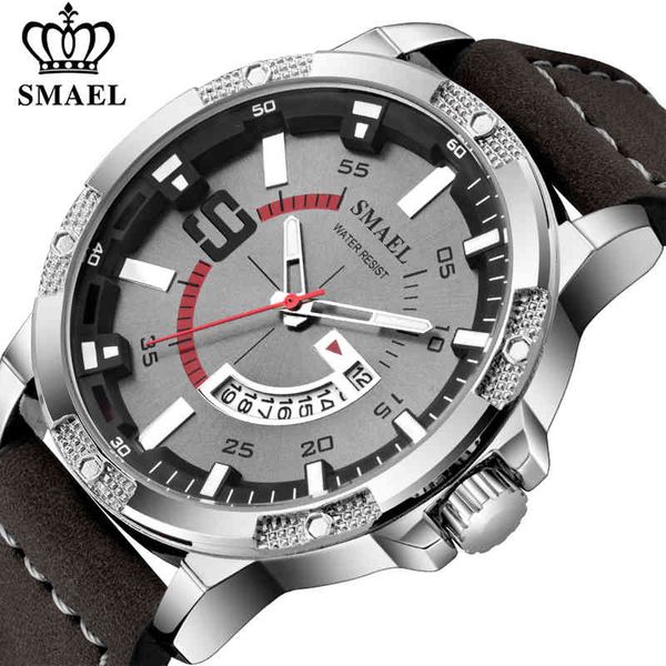

smael watches men luxury brand quartz watch fashion military date watch reloj hombre sport clock male hour relogio masculino x0524, Slivery;brown