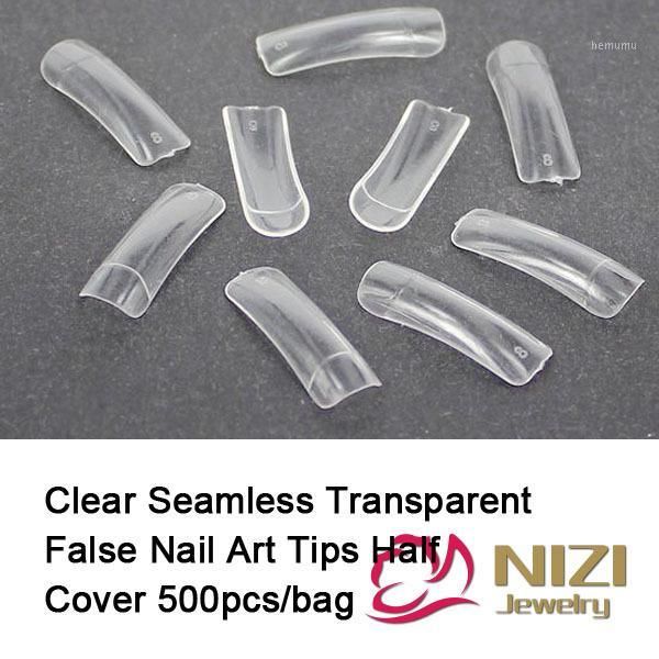 

false nails tips 10 sizes 500pcs/bag plastic half nail clear seamless transparent fake diy women false1, Red;gold