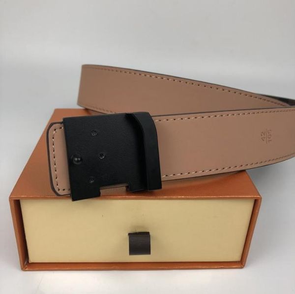 

2022 fashion big buckle genuine leather belt with box designer men women mens belts, Black;brown