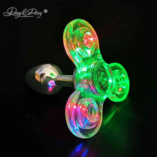 Nxy Cucrings анальный секс игрушки Davydaisy LED свет Hidget Spinner Butt Plug Noto Toy для пар сексуальный нержавеющий хвост взрослый секс AC126 1123 1124