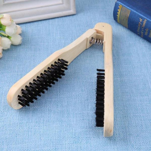 

hair brushes wooden hairdressing comb double v type straight brush anti-static straightener tool hairbrushes, Silver