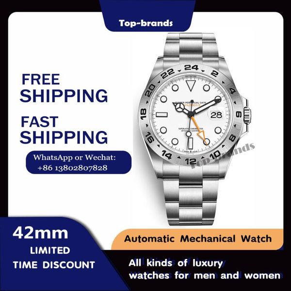 

wristwatches 2021 watch explorer ii oyster strap 42mm brand men's automatic elegant fashion waterproof sapphire business, Slivery;brown