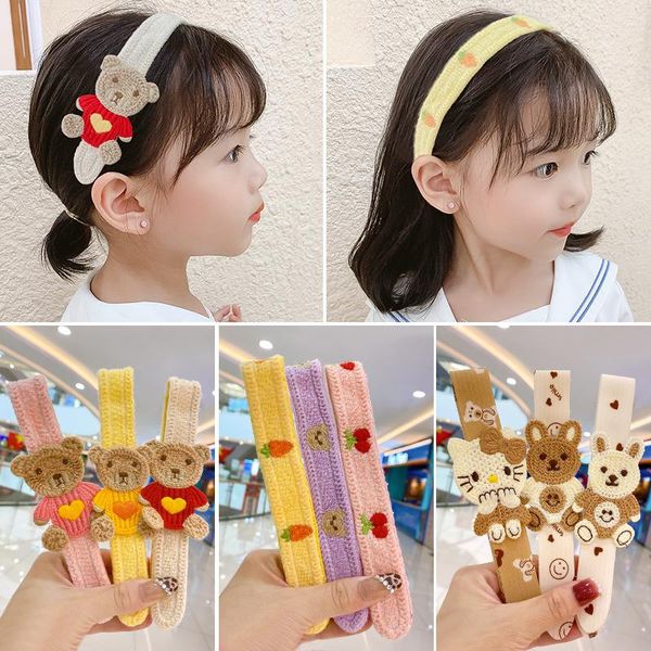 

hair accessories 2021 autumn and winter children headband nitted girls bangs stickers broken finishing artifact kids, Slivery;white
