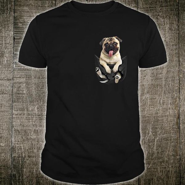 

men's t-shirts cloocl cotton t-shirt summer fashion pet pug pocket shirt men women harajuku casual funny black tees drop, White;black